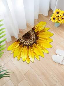1 pièce Tapis décoratif moelleux de haute qualité à motif en forme de tournesol, décoration de chambre à coucher, tapis, tapis, décoration de la maison, tapis de salon, tapis de salon, tapis de chambre à coucher, décoration de la maison de salon, tapis d'extérieur, tapis lavable