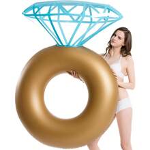 VENDAD-Inflatable Diamond Ring Pool Float Engagement Ring Bachelorette Party Float Stagette Drations Swimming Tube Floaty Outdoor Water Lounge Floats For Adults - Gold - View 1