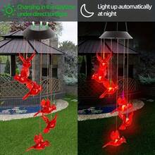 1/2/4pcs Solar Powered Wind Chimes, Outdoor Garden Yard Decor, Cardinal Bird, Home Party Night Garden Decoration Valentines Day Gifts - Solar Red Bird Wind Chime Light - View 5