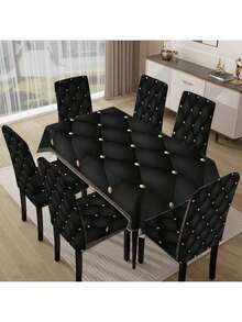 1/4/6 pièces Housse de chaise noire classique / Ensemble de housses de chaise, convient pour la maison, le restaurant et l'hôtel intérieur, décoration quotidienne moderne. Nappe convenant aux tables carrées, les housses de chaise élastiques peuvent être lavées - YT026 - Voir 15
