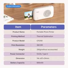 HPRT Portable Photo Printer, Wireless Photo Printer For Smartphones, 2x3 Mobile Photo Mini Color Printer, Instant Thermal Sublimation Technology, Bluetooth (White Gray) - White - View 8