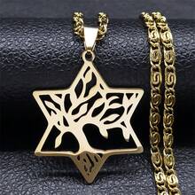 Magen Star Of David Tree Of Life Necklace For Women Men Gold Color Hollow Pendant Hexagram Plant Necklaces Jewelry Gift - Necklace - View 13
