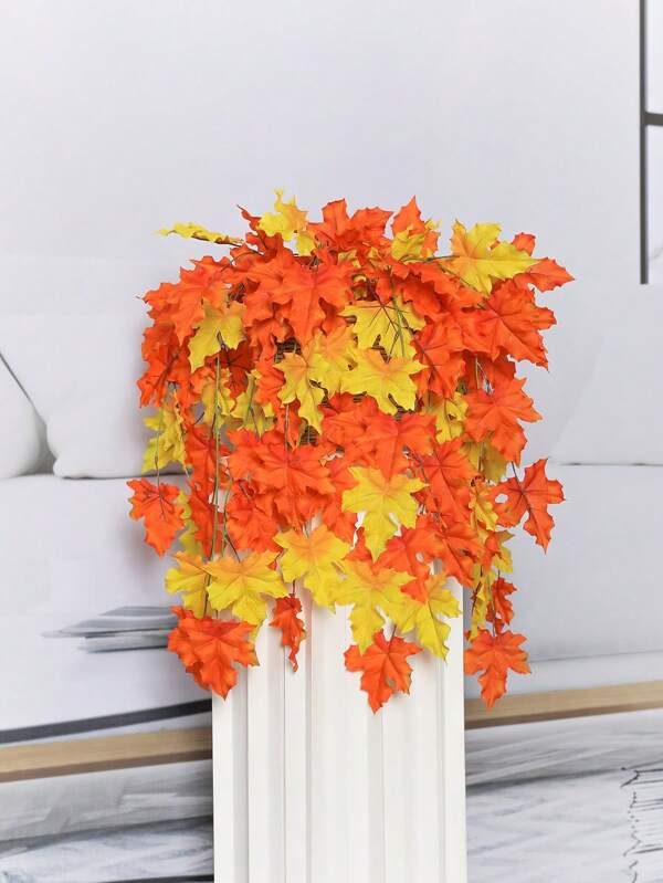 1PC 27.5-Inch (H) Simulated Maple Leaf Hanging Vine Home Homestay Porch Outdoor Garden Courtyard Flower Shed Autumn Decoration,Fall Decor,Autumn