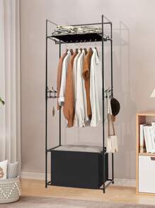 Mehrzweck-Standgarderobe mit Leinen-Tasche, beweglich & stabil, modisch & einfach aufzubauen/abzubauen, tragbar, geeignet für Wohnzimmer, Schlafzimmer, Eingangsbereich, Büro, Zuhause, als Geschenk für Feiertage/Weihnachten/Kinder