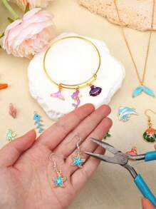 1/5/10/20 pares de encantos del océano para la fabricación de joyas, encantos marinos con temas de playa, surtido de esmalte con animales marinos, estrellas de mar, conchas marinas, colgantes de encanto marinos para collares, aretes, pulseras y manualidades