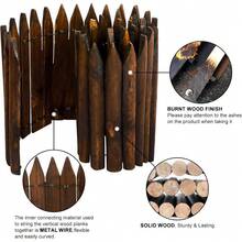 Wooden Short Fence Burnt Wood Finish Outdoor Landscape Edging Flexible Decorative Border - Tree Fence - Spring Garden & Yard Maintenance - 7.9'' H X 42'' L - K619A05 - 7.9吋高 - 查看 3