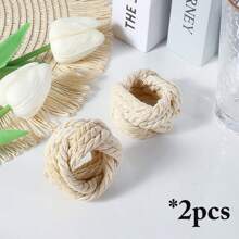 2-12pcs/Set Handmade Woven Napkin Rings, Suitable For Wedding, Dinner, Party, Reception, Family Gathering Table Decor
