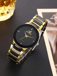 Set de 2 relojes de pulsera de cuarzo metálicos para parejas, con correa de acero, producto del Día de San Valentín