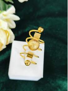 1 pieza Anillo alargado de dedo con baño de oro de cobre a la moda para mujeres, adecuado para bodas, fiestas, bailes de graduación, Día de la Madre, cumpleaños. Anillo abierto y ajustable.