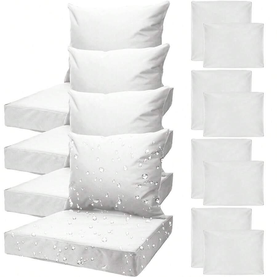 4 Sets Patio Furniture Replacement Chair Cushion Covers For Waterproof Resistant Covers For Seat Yard Garden Deck,24 X 20 Inch, 24 X 24 X 4 Inch - 白色 - 查看 1