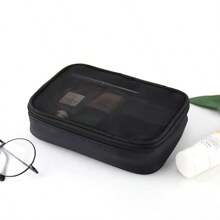 Transparent Mesh Makeup Bag, Waterproof, Large Capacity, Travel Cosmetic Organizer Pouch For Women Cosmetic Bag Makeup Storage Makeup Organizer Travel Accessories Brush Bag Make Up Container Travel Stuff Travel Essentials Ladies Accessories Travelling Stuff College Vacation Cruise Summer Holiday Essentials Women Wash Bag Toiletries Bag Handbag Storage