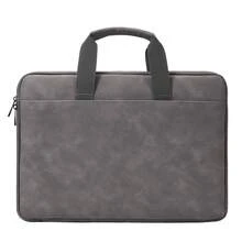[Stylish Laptop Case] Durable PU Leather Laptop Case| Exquisite, Stylish Grey Textured Design, Spacious, Full-Open - Dark Gray - View 9
