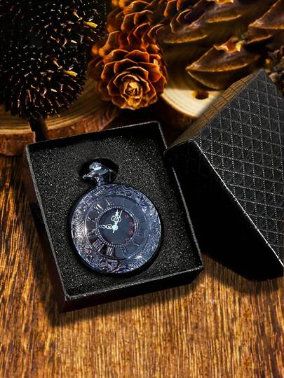 1 pieza Reloj de bolsillo retro con cubierta de números romanos de material de aleación casual de moda