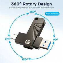 HP USB3.2 Type-C 闪存盘 64GB 金属 U 盘 128GB 256GB 高速 OTG 双用途 U 盘，适用于手机、台式机、笔记本电脑