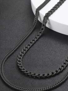 Men's Simple & Stylish Titanium Steel Cuban Link Chain Necklace, Versatile Summer Accessory