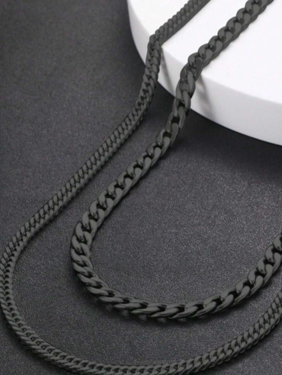 Men's Simple & Stylish Titanium Steel Cuban Link Chain Necklace, Versatile Summer Accessory