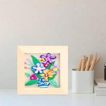 Portafotos de madera en blanco para manualidades de niños, juego de varios tamaños de marcos de fotos de madera DIY, soporte para dibujos y pinturas, decoración de escritorio para niños
