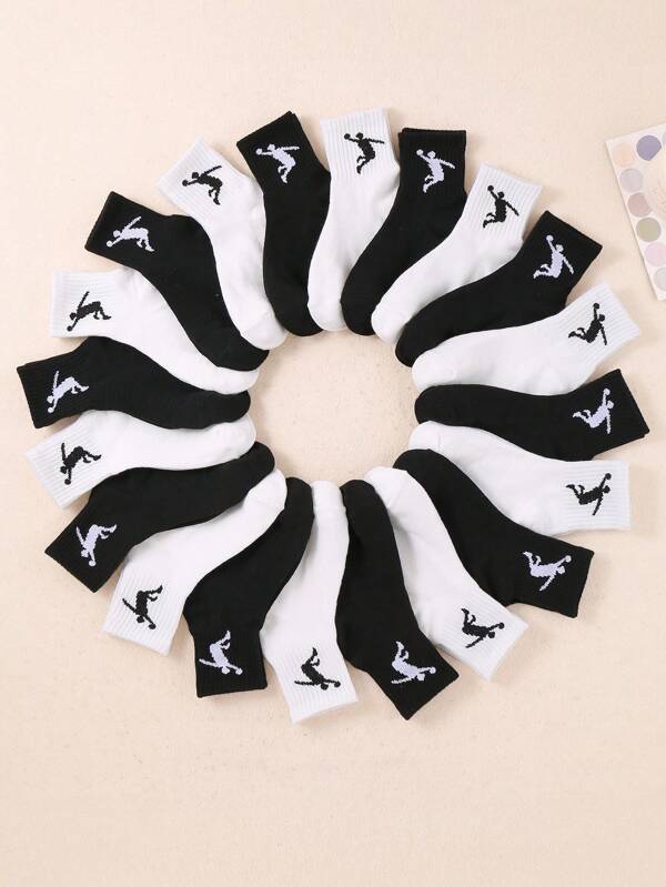 10 Paar schwarz-weiße Sportler Kinder Socken, unisex für Jungen und Mädchen, modisch und lässig, bequem, atmungsaktiv, antibakteriell, geeignet für Sport, Lässig, Outdoor und andere Szenarien, damit Kinder täglich atmungsaktive und bequeme Socken tragen können, Jungen Socken, Mädchen Socken, Sportssocken