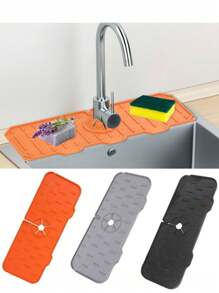 1pc Silicone Drain Mat, Kitchen & Bathroom Faucet Anti-Splash Sink Drain Mat