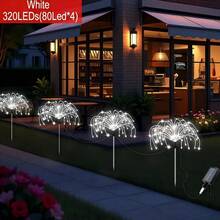 4 件 320/240 LED 太阳能花园灯太阳能烟花灯圣诞灯、太阳能星爆花园花灯、户外防水太阳能灯串 8 种照明模式闪烁适用于庭院花园、婚礼、派对、露台户外照明露营装饰 1 件 60LED/150LED/240LED/360LED（多色/暖白/白色） - 黑色 - 查看 11