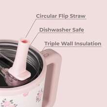 hydrojug Original Traveler - 32oz 40oz Water Bottle With Handle & Flip Straw - Fits In Cup Holder, Leak Resistant Tumbler-Reusable Insulated Stainless Steel & Rubber Base - Gifts For Women & Men, - WILD ROSE - 查看 5
