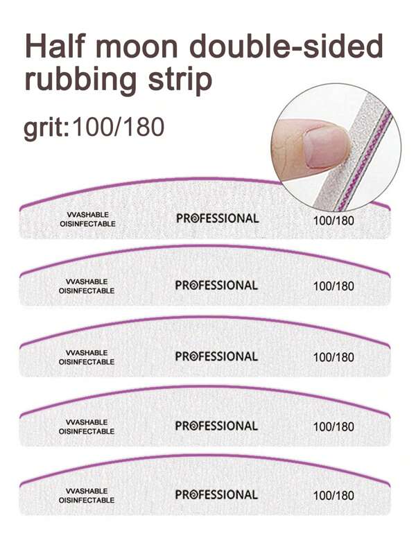 7 Stücke professionelle Nagelfeilen Sandpapier stark dick 100/180 Nagelfeilen Puffer für Maniküre Schleifen Halbmond Feilenwerkzeuge Schwamm Nagelfeile doppelseitige Polierstreifen Nagelpolitur Feile hochelastischer Schwamm Sand Streifen Nagel Werkzeug Typ A Polierstreifen