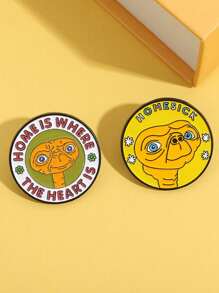 1/2 piezas Broche con diseño de alienígena geométrico gracioso y feo, accesorio metálico para ropa, decoración versátil