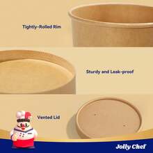 32oz Paper Soup Containers With Vented Lids, 25 Pack Disposable Food Containers, To Go Soup Cups With Lids - Brown - View 4