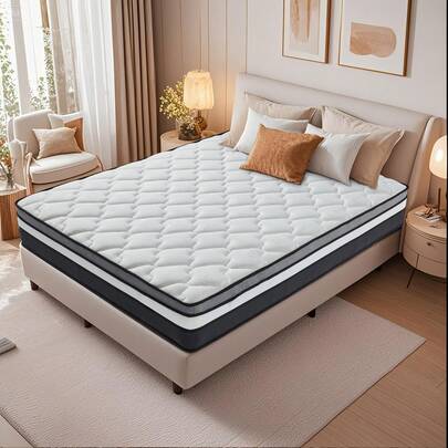 Colchón 140x200 cm Memoria Foam HR + Blue Látex, Antiácaros, Hipoalergénico, Firmeza Media H3/Oeko-TEX Zertifiziert, Ergonómico, 8-Zonen Muelles Ensacados, Altura 30cm