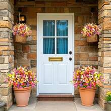 5 Packungen UV-beständige künstliche Gänseblümchenblumen - mehrfarbige Kunststoff-Kunstpflanzen für Garten, Veranda, Fensterbank und Wohndekoration, ideal für Hochzeiten, Verlobungen und ganzjährige Verwendung, im Innen- und Außenbereich, ohne Behälter, geeignet für Ostern, St. Patricks Tag, Ramadan, Muttertag, Memorial Day