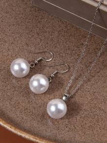 1 conjunto de colar de pérolas elegante feminino com brincos de pérolas conjunto de joias