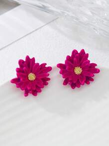 1 par de brincos florais assimétricos de camada dupla coloridos para mulheres, adequados para uso em férias/viagens/festivais de música
