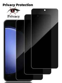 3 piezas de Protector de pantalla de vidrio templado con privacidad, anti-arañazos y anti-espionaje, compatible con Poco F6/S24 Ultra/A60/Y36 5G/Moto E7 Plus, regalo para cumpleaños, familia y amigos, accesorios para celular - Negro - Ver 66