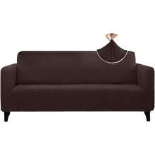 Cubre Salas 3 Piezas Fundas Elásticas para Sofá (1 plaza,2 plazas,3 plazas)Cubre Sillones para Sala Antideslizante y Resistente Lavable Fácil de Instalar Suave al Tacto y Resistente a la Suciedad Ideal para Salones Dormitorios Oficinas Entre Otros Espacios-Marrón - Café integral - Ver 3