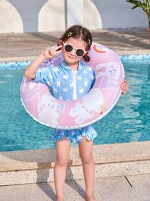 1 pieza Flotador de natación con forma de panda para niños, círculo inflable de dibujos animados para debajo del brazo para principiantes, equipo de natación de verano lindo y flotante