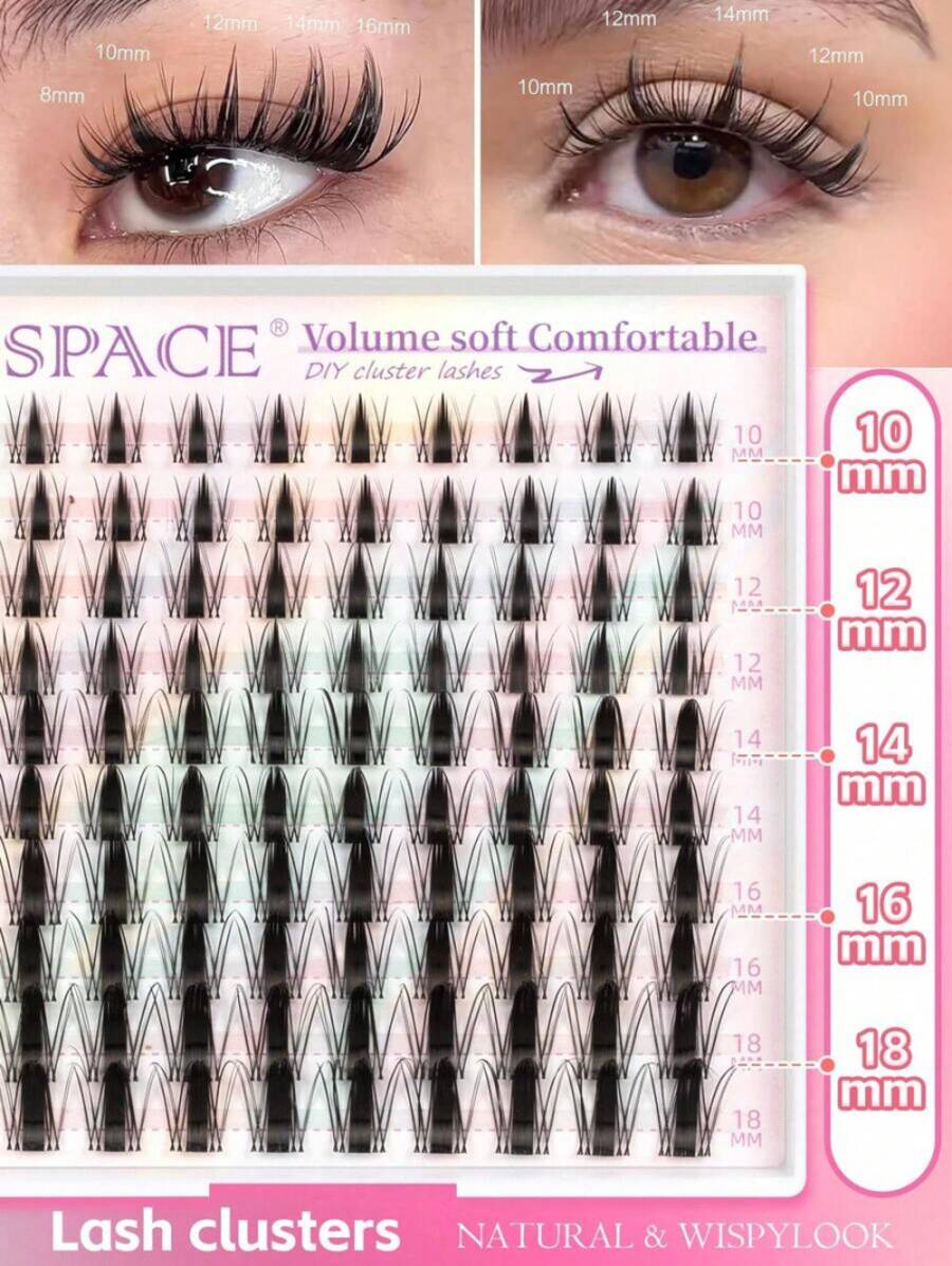 100 piezas de pestañas postizas individuales esponjosas en rizo D, pestañas clusters de manga con volumen denso de 10-18 mm, pestañas postizas individuales difuminadas para extensiones de pestañas, para principiantes en casa, mujeres y niñas - D - Ver 1