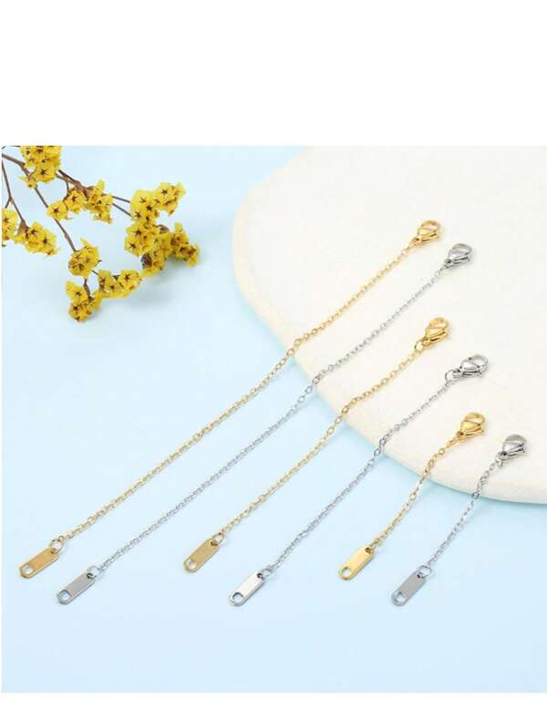 3/6/12pcs Necklace Extenders, Stainless Steel Necklace Extenders For Necklaces, 6/10/15cm Delicate Necklace Extender Chain Set For Women Jewelry Making