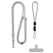 1 Set Minimalist Design Phone Lanyard Wrist Strap Crossbody Phone Chain Outdoor Sturdy Wrist Strap Keychain Short Strap, Gray Gifts For Mother, Family, Friends, Birthday, Holiday Phone Charm