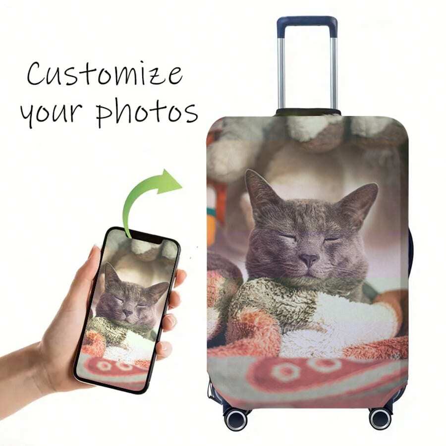 Custom 18-32 Inch Elastic Luggage Cover, Personalized Photo Print, Dustproof & Scratch-Resistant Travel Protection Sleeve, Ideal Travel Choice - Multicolor - View 1