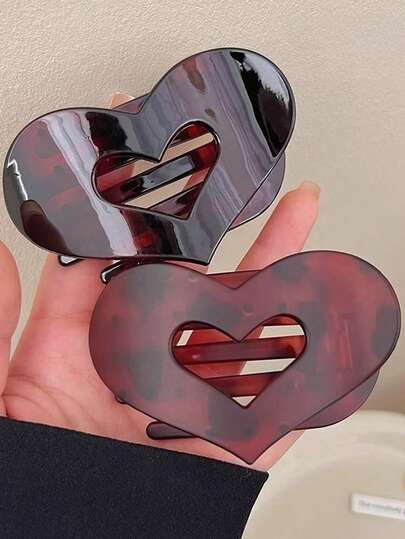 2 Pieces Of Heart-Shaped Hair Clips For Women With A Large Amount Of Hair At The Back Of The Head, Flat Hair Clips And Hair Claw Hair Accessories Women Claw Clips Fall Winter For Vacation Outfits Woman Summer Outfits
