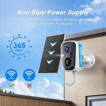 sansco 4MP Wireless Solar Security Camera Outdoor With 64G TF Card, 100% 3K Surveillance 2.4G & 5G WiFi Smart Cameras For Home Security, Solar Panel And Battery Powered, PIR/AI Motion Detection, IP66 Waterproof, Color Night Vision, 2-Way Audio, Support Alexa Control - trắng - Xem 3