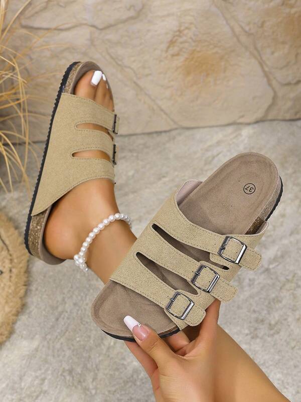 Women's New Summer Wooden Pattern Slide Sandals