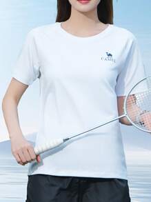 CAMEL CROWN Damen Schnell-Trocknende Kurzarm Rundhals T-Shirt, Sommer Outdoor Schnell-Trocknende Kurzarm Rundhals T-Shirt mit atmungsaktivem und schweißableitendem Mesh für Wandern und Bergsteigen Sport