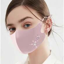 قناع وجه إسفنجي مرصع بالراين الفاخر للنساء، قابل للتعديل والغسيل، واقي من الرياح والشمس، قناع رياضي قابل للتنفس