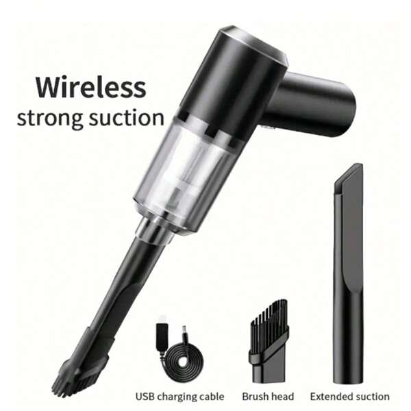 1pc 7.4V High Power Wireless Vacuum Cleaner, Mini Compact For Car And Home, Dual Battery, Handheld And Portable Design, For Cleaning Car/Office/Home/Computer/Decor