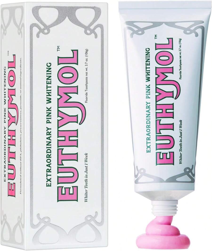 EUTHYMOL Whitening Toothpaste (3.7fl Oz) - Stain Removal In 2 Weeks, Long-Lasting Freshness For Sensitive Gum &Amp; Teeth. Bad Breath, Cavity Prevention. Aluminum Tube - Pack Of 1 - View 1