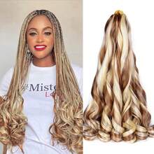 8 Packs French Curly Braiding Hair For Box Braids 24Inch Pre Stretched Loose Wavy  Bouncy Braiding Hair Extensions 75g/Pack Synthetic French Curl Crochet Hair Braids Extensions For Women Daily Holidays Party And Cosplay Braided Hair - brown mixed blonde-P30/613 - 查看 1