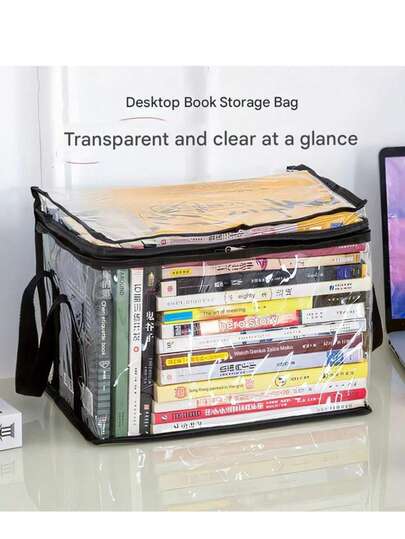 Borse per libri di grandi dimensioni per uso domestico in PVC, contenitori di stoccaggio per libri trasparenti e impermeabili per studenti, forniture scolastiche, per il ritorno a scuola