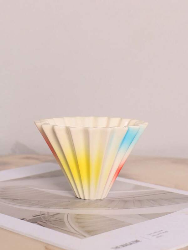 1pc Ceramic Origami Filter For Pour Over Coffee And Cake, Gradient Dopamine Colored Glazed, Made In China, Best Seller, Reusable Ceramic Origami Filter