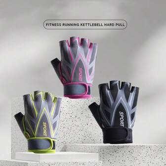 Een paar outdoor sport- en fitnesshandschoenen met halve vingers, lente- en zomersport, handbescherming en antislip handschoenen voor heren.